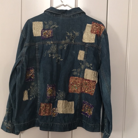 Chico’s Denim Jean Jacket Boho Unique Size 3 (XL/16) - Picture 6 of 8